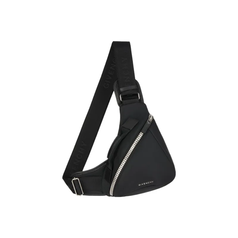GIVENCHY G-Zip Leather Sling Bag Small Size Men's Black-0