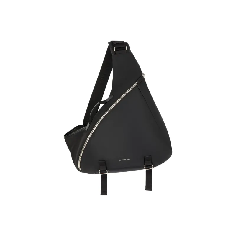 GIVENCHY G Zip Smooth Cow Leather Detail Sling Bag Large Size Men's Black-0