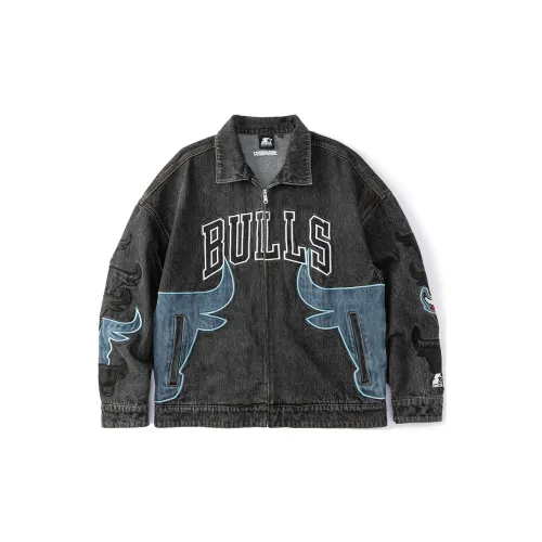 Nba X STARTER Denim Jackets Unisex Gray