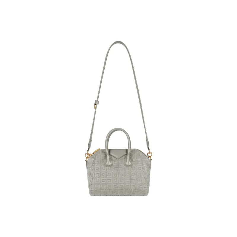 GIVENCHY Antigona Canvas With Smooth Cow Leather Canvas Bag Handbag Shoulder Bag Crossbody Bag Mini Women's Ore Gray-2