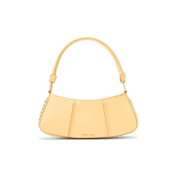 CHARLES&KEITH PU Shoulder Bag Women's Yellow/Chocolate/Black-14