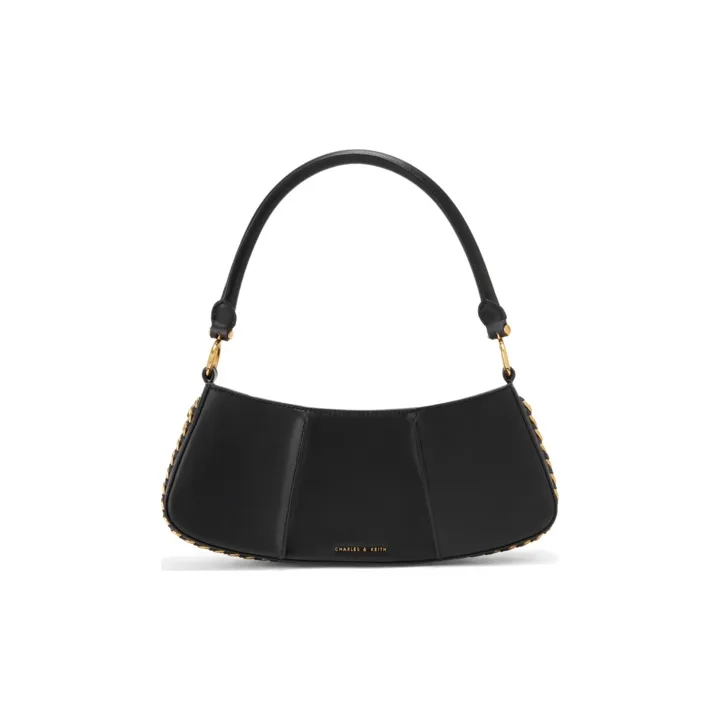 CHARLES&KEITH PU Shoulder Bag Women's Yellow/Chocolate/Black-3