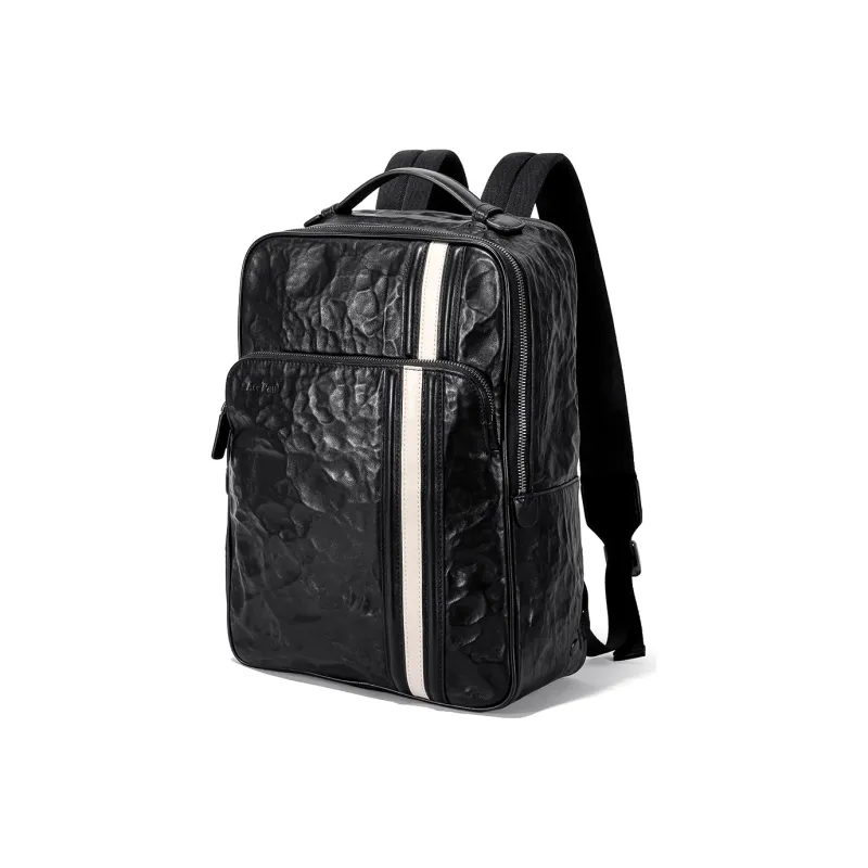 Ace Paul Top Grain Vegetable Tanned Cow Leather Genuine Leather Backpack Medium Size Unisex Black-1