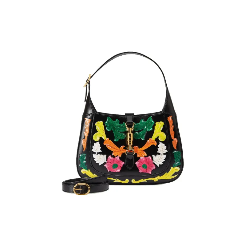 GUCCI Jackie 1961 Crocodile Leather Crescent Shoulder Bag Shoulder Bag Small Size Women's Multicolor/Black-1