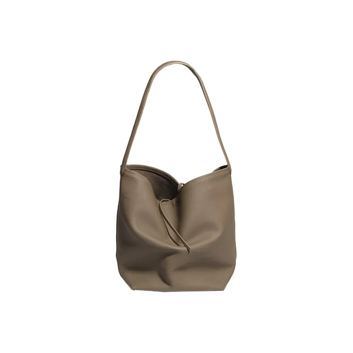 YOCAMU Genuine Leather Tote Bag Shopping Bag Bucket Bag Shoulder Bag Large Size Women's Black Khaki White-12