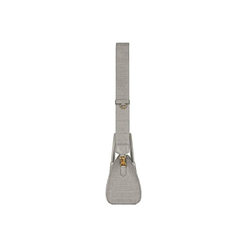 GIVENCHY Antigona Canvas With Smooth Cow Leather Canvas Bag Handbag Shoulder Bag Crossbody Bag Mini Women's Ore Gray-3