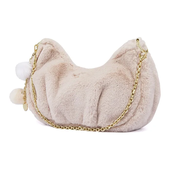Sound For Life Plush Cloud Bag, Shoulder Bag Medium Size Women's Ecru/Khaki-1