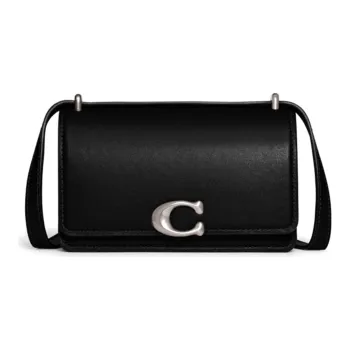 COACH Cow Leather Shoulder Bag Crossbody Bag Handbag Small Size Women's Pure Black