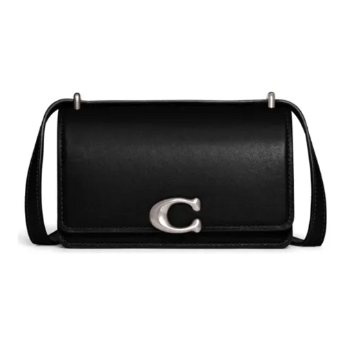 COACH Cow Leather Shoulder Bag Crossbody Bag Handbag Small Size Women's Pure Black