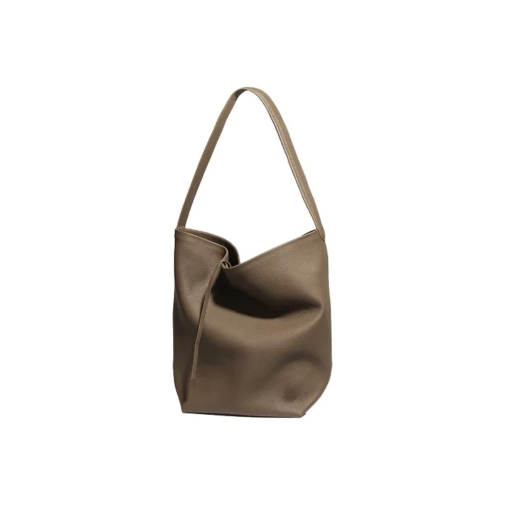 YOCAMU Genuine Leather Tote Bag Shopping Bag Bucket Bag Shoulder Bag Large Size Women's Black Khaki White-13