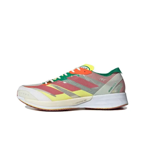 Adidas Adizero Adios 7 Running Shoes Men Low-Top Gray/White/Red/Yellow/Green