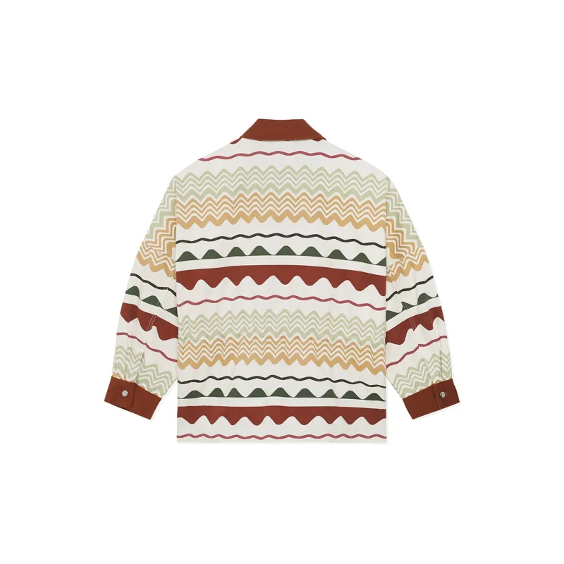 LINING Sports Trend Series Shirts Women's Sequoia Brown Jam Red Combination Color All Over Print-1