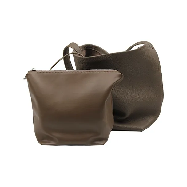 YOCAMU Top Grain Cow Leather Tote Bag, Shopping Bag, Bucket Bag, Shoulder Bag Women's Khaki/Black/White-3