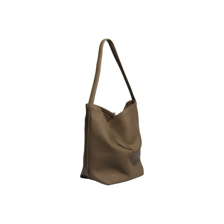 YOCAMU Genuine Leather Tote Bag Shopping Bag Bucket Bag Shoulder Bag Large Size Women's Black Khaki White-14