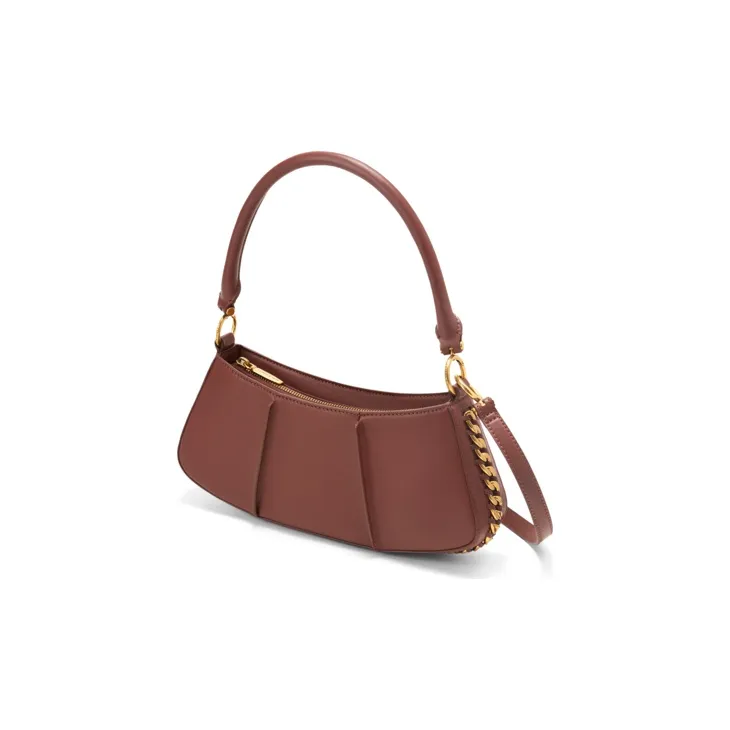 CHARLES&KEITH PU Shoulder Bag Women's Yellow/Chocolate/Black-8