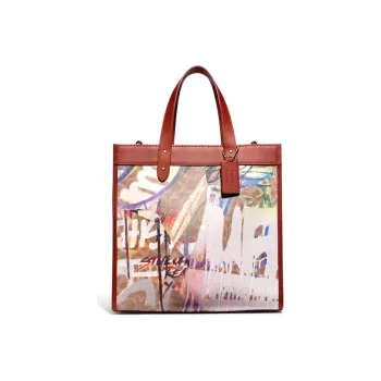 COACH Field PVC Shoulder Bag Crossbody Bag Handbag Women's Tan & Rust