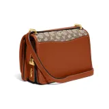COACH Bandit Cow Leather With Fabric Crossbody Bags Shoulder Bags Medium Size Women's Brown/Gray