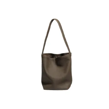 YOCAMU Top Grain Cow Leather Tote Bag Shopping Bag Bucket Bag Shoulder Bag Women's Khaki/Black/White