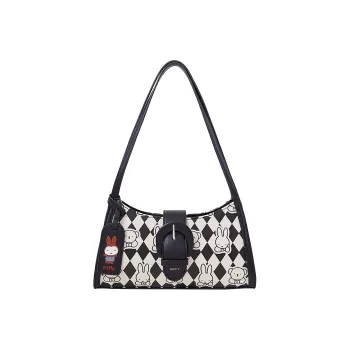Miffy Canvas Shoulder Bag Baguette Bag Shoulder Bag Women's Black/Brown