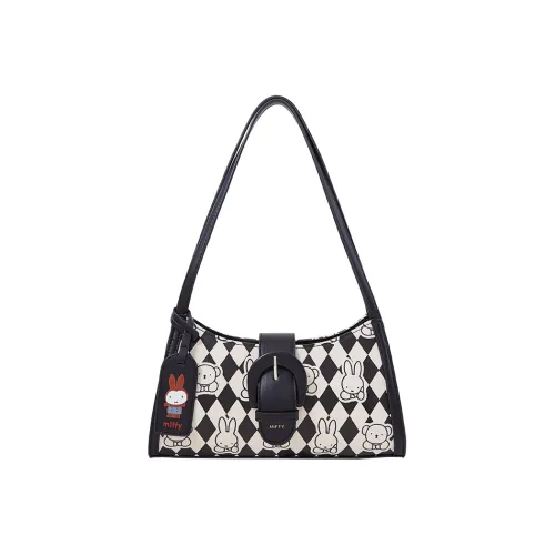 Miffy Canvas Shoulder Bag Baguette Bag Shoulder Bag Women's Black/Brown