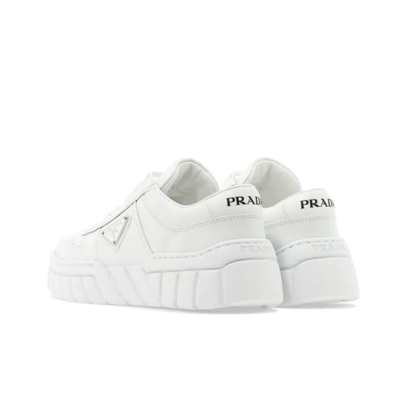 PRADA Soft Padded Nappa Leather Laced Up Shoes 'White' Women's-4