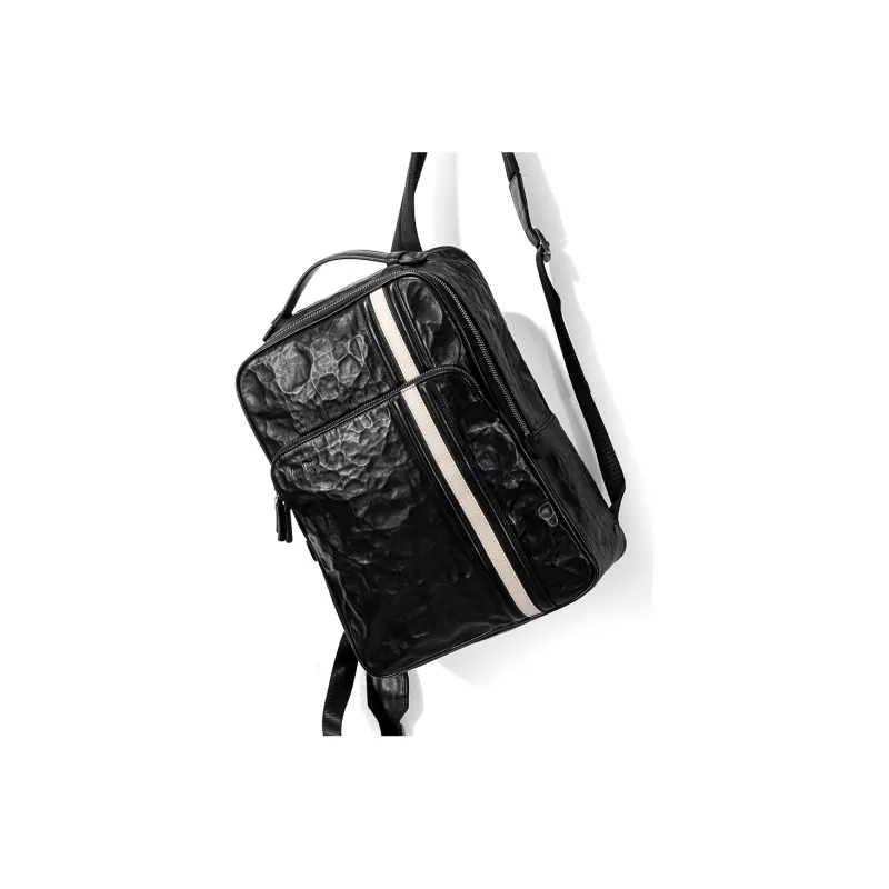 Ace Paul Top Grain Vegetable Tanned Cow Leather Genuine Leather Backpack Medium Size Unisex Black-2