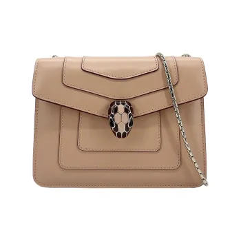BVLGARI Serpenti Forever Calfskin Crossbody Bag Trumpets Women's Ecru