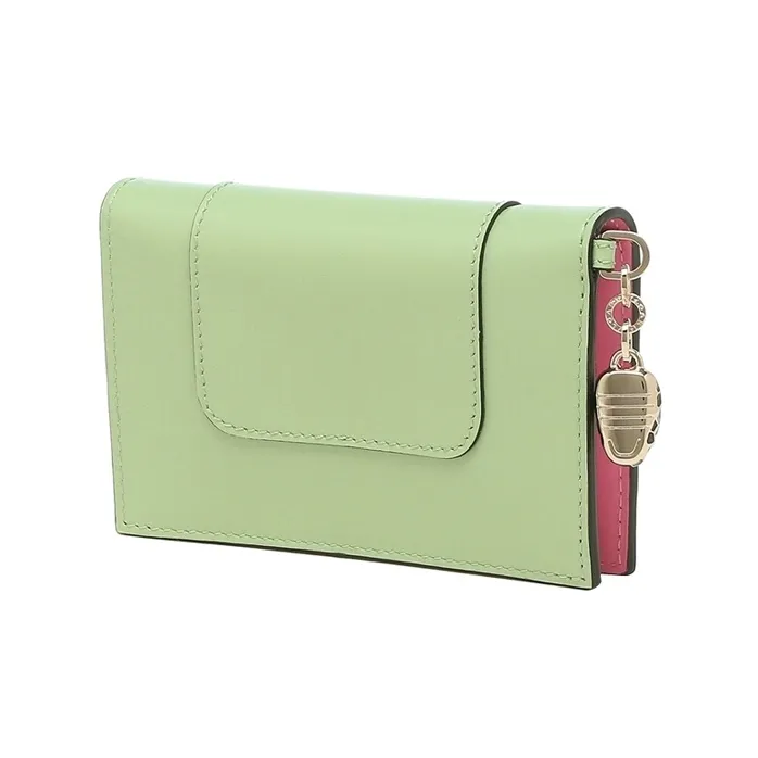 BVLGARI SERPENTI Cow Leather Card Holder Regular Women's Green-1