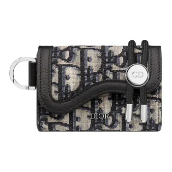 DIOR Saddle Fabric With Leather Saddle Bag Shoulder Bag Crossbody Bag With Clip Closure Regular Men's Beige And Black