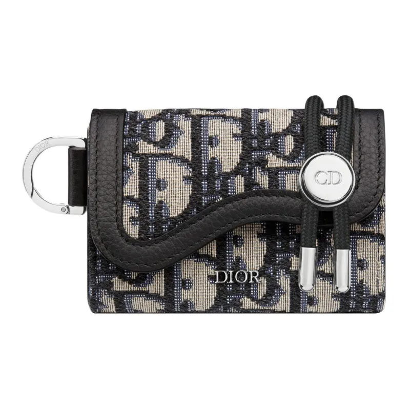 DIOR Saddle Fabric With Leather Saddle Bag Shoulder Bag Crossbody Bag With Clip Closure Regular Men's Beige And Black-0