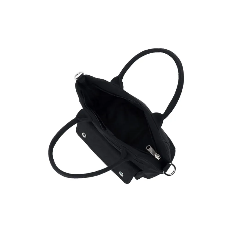 KANGOL Canvas Canvas Bag Dumpling Bag Crossbody Handbag Medium Size Women's Black-12