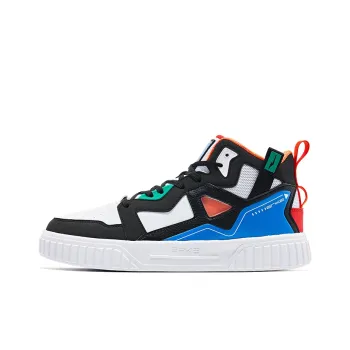 Erke High Top Skateboard Shoes Men's Jet Black Colorful Blue