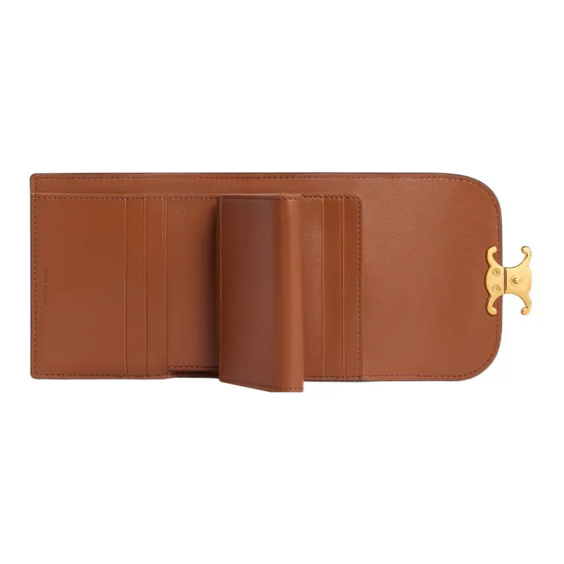 CELINE Triomphe Twill Velvet With Calfskin Trim Wallet Small Size Women's Multicolor-3