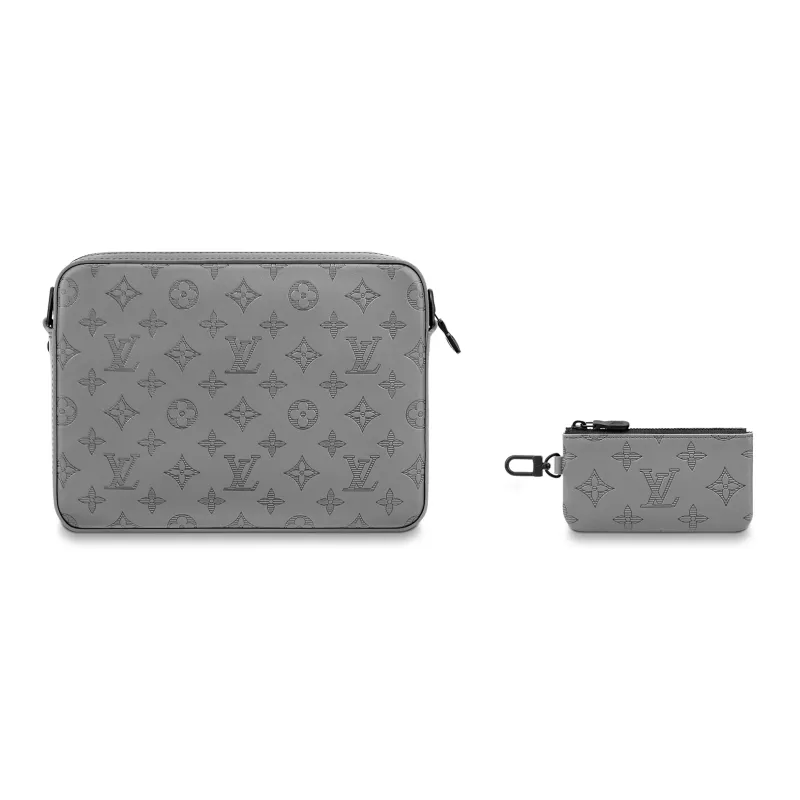 LOUIS VUITTON Duo Messenger Cow Leather Messenger Bag, Shoulder Bag, Crossbody Bag Men's Gray-1