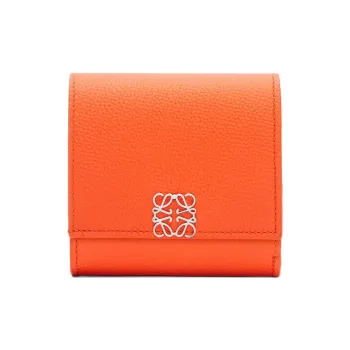 LOEWE Grained Calfskin With River Stone Texture Wallet Women's Orange