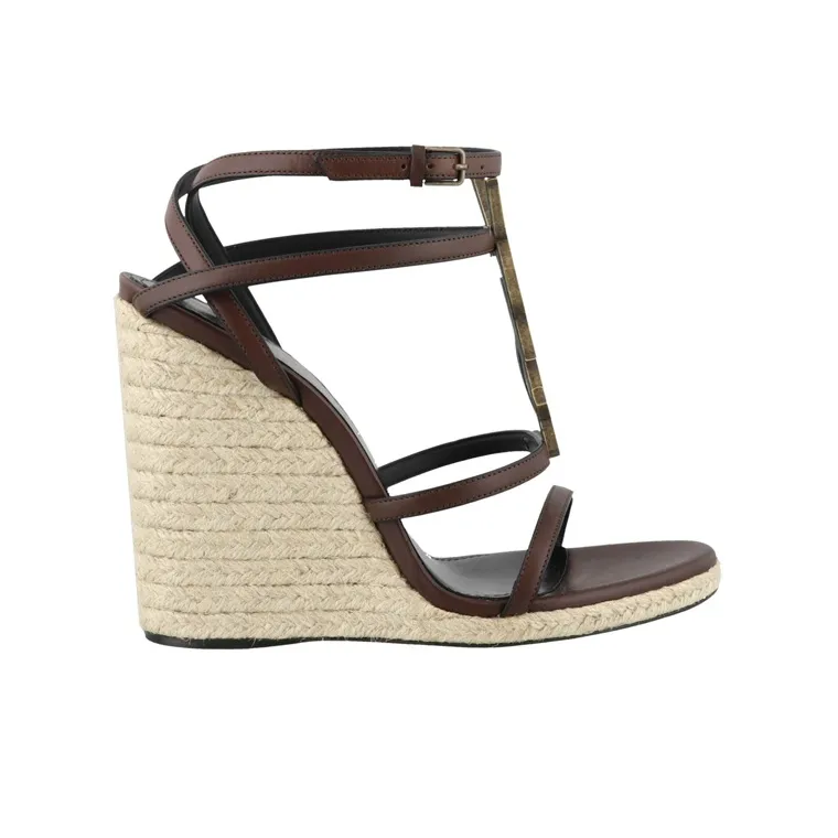 SAINT LAURENT CASSANDRA One Strap Sandals Women's Brown-1
