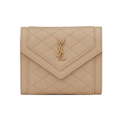 SAINT LAURENT skirt Sheepskin Wallet Small Size Women's Dark Beige
