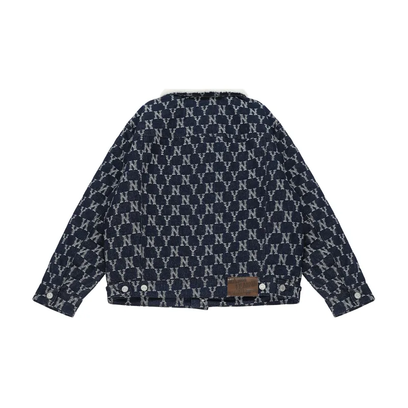 MLB Old Flower Jackets Unisex Dark Marine Blue-1
