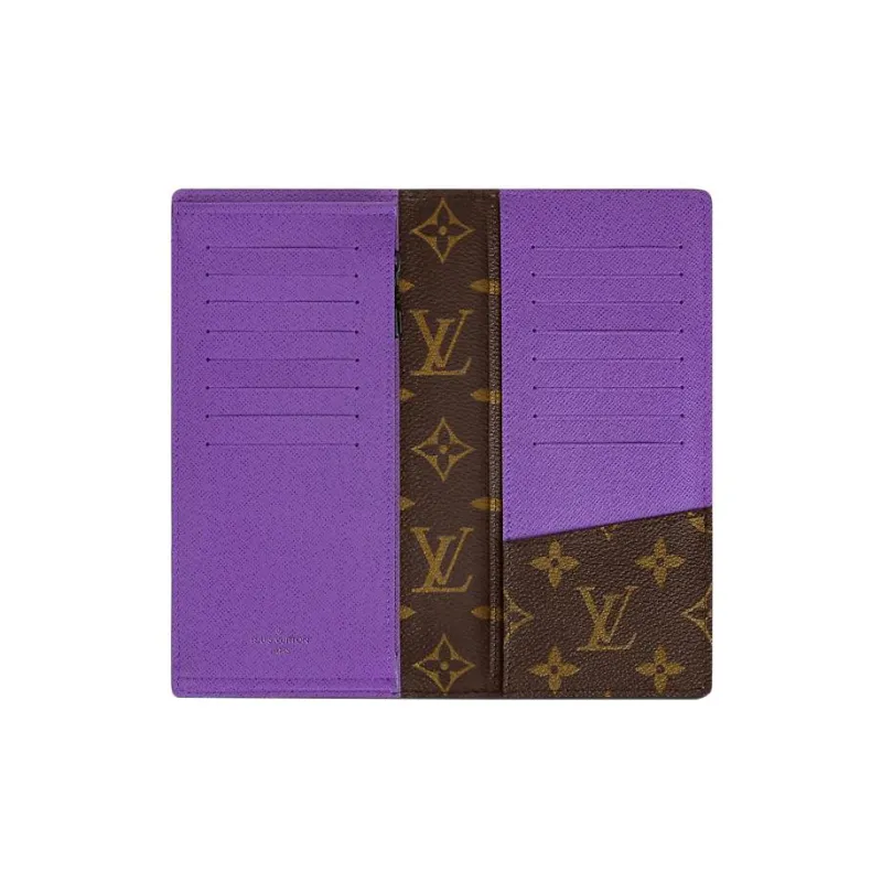 LOUIS VUITTON Brazza Wallet Monogram Macassar Brown/Purple-3