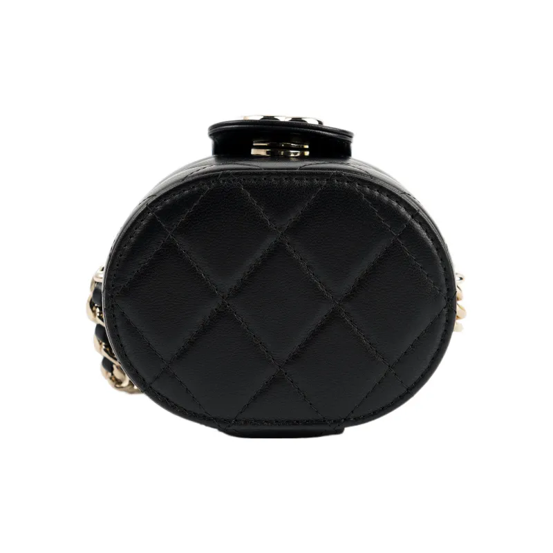 CHANEL Lambskin Box Bag, Chain Bag, Makeup Bag Women's Black-3