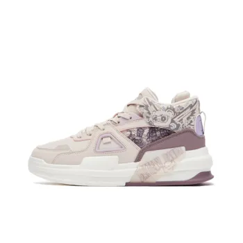 Erke Battery Panda Slip Resistant Cushioning Wear Resistant High Top Skateboard Shoes Women's Dusty Purple Pink Gray