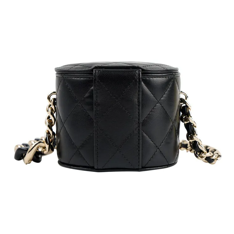 CHANEL Lambskin Box Bag, Chain Bag, Makeup Bag Women's Black-1