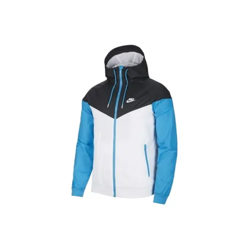 Nike Men's Contrast Color Stitching Sports Hooded Logo Jacket