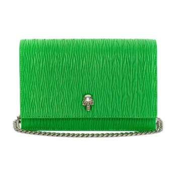 Alexander McQueen Ruched Nappa Sheep Leather Crossbody Bag, Shoulder Bag Women's Acid Green