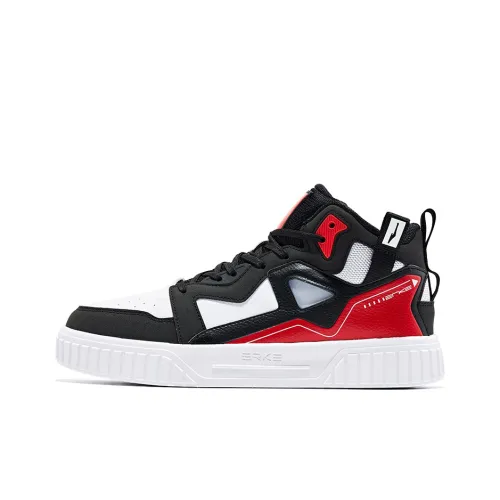 Erke Skateboard Shoes Men High-Top Jet Black/University Red