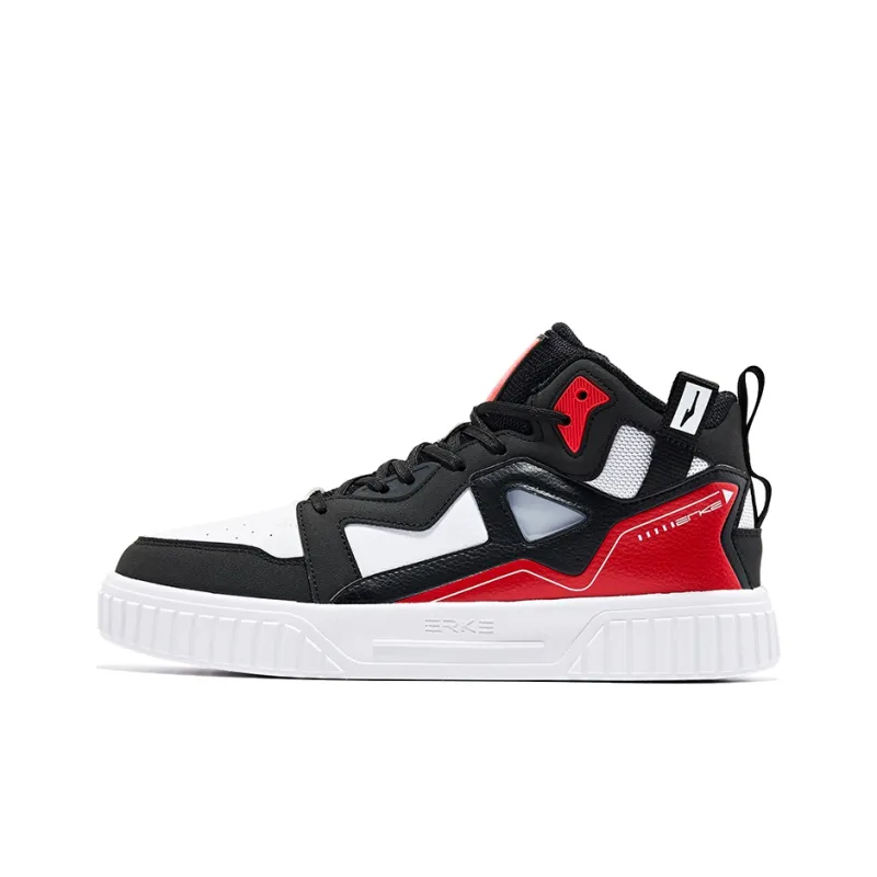 Erke High Top Skateboard Shoes Men's Black Red-0