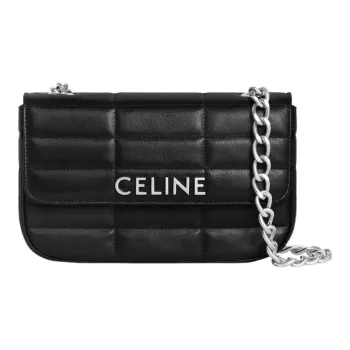 CELINE MATELASSE MONOCHROME Series Goatskin Crossbody Bag, Shoulder Bag Women's Black