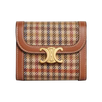 CELINE Triomphe Twill Velvet With Calfskin Trim Wallet Small Size Women's Multicolor