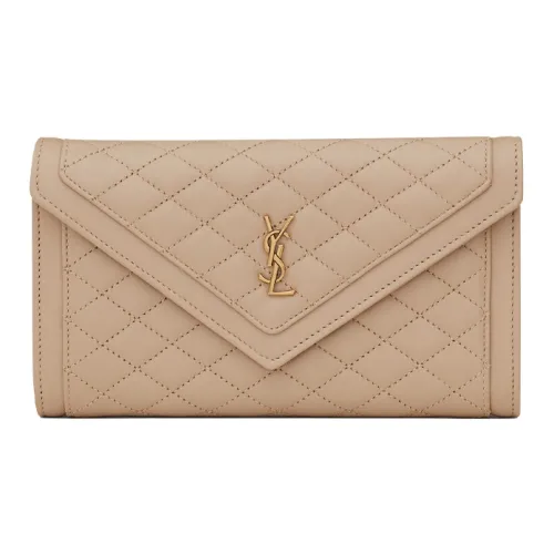 SAINT LAURENT skirt Lambskin Wallet Large Size Women's Dark Beige