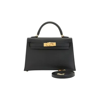 HERMES Mini Kelly 2nd Generation Epsom Leather Kelly Bag Handbag Shoulder Bag Crossbody Bag Mini Women's Noir Black